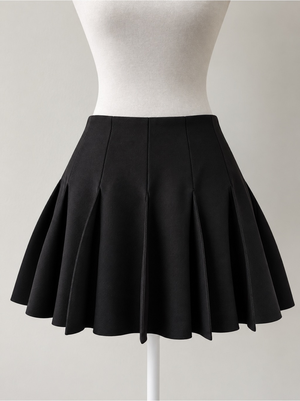 NWT Micas Classic Black Pleated Skater Solid Ruched A Line Skirt with Zipper